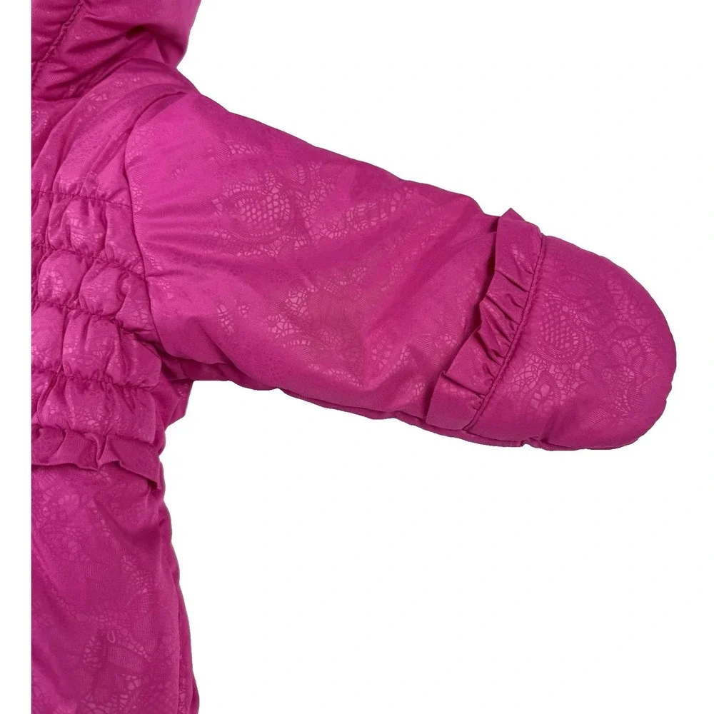 Rothschild‎ Girls 6/9 Months Insulated Snow Suit Embossed Pink Hand/Feet Covers